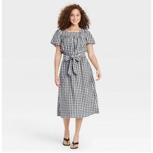Who What Wear | Black and White Happy Gingham Dress, L